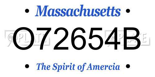 O72654B Massachusetts License Plate
