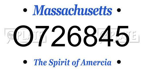 O726845 Massachusetts License Plate