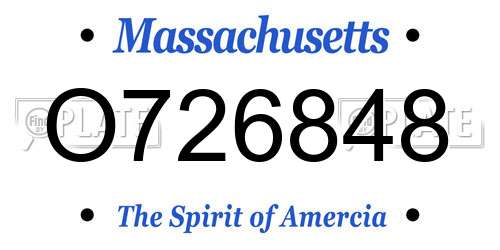 O726848 Massachusetts License Plate