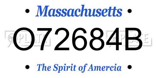 O72684B Massachusetts License Plate