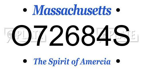 O72684S Massachusetts License Plate