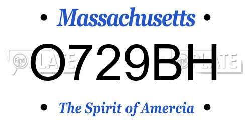 O729BH Massachusetts License Plate