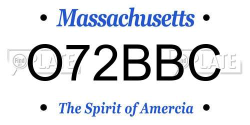 O72BBC Massachusetts License Plate