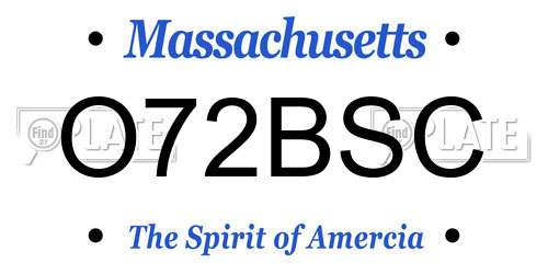 O72BSC Massachusetts License Plate