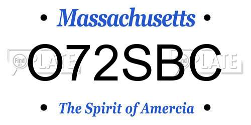 O72SBC Massachusetts License Plate