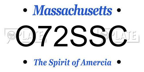 O72SSC Massachusetts License Plate