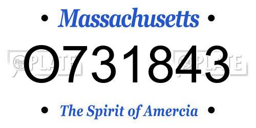 O731843 Massachusetts License Plate
