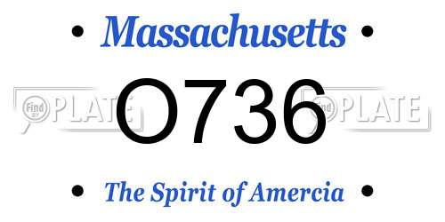 O736 Massachusetts License Plate