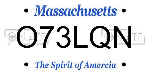 O73LQN Massachusetts License Plate