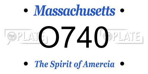 O740 Massachusetts License Plate