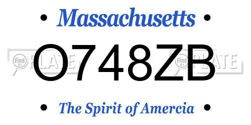 O748ZB Massachusetts License Plate