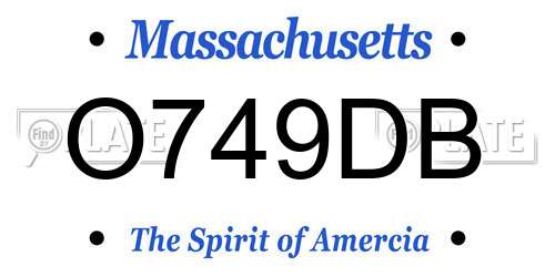 O749DB Massachusetts License Plate