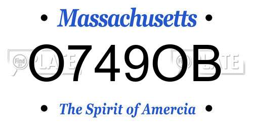 O749OB Massachusetts License Plate