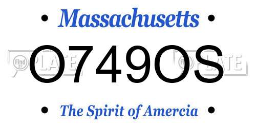 O749OS Massachusetts License Plate