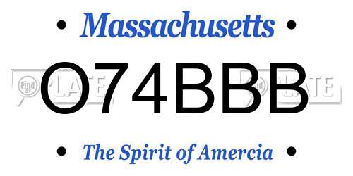 O74BBB Massachusetts License Plate