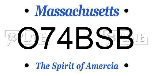 O74BSB Massachusetts License Plate