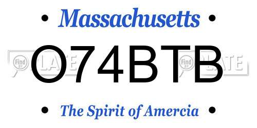 O74BTB Massachusetts License Plate