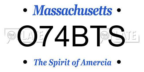 O74BTS Massachusetts License Plate