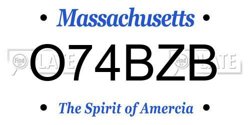 O74BZB Massachusetts License Plate