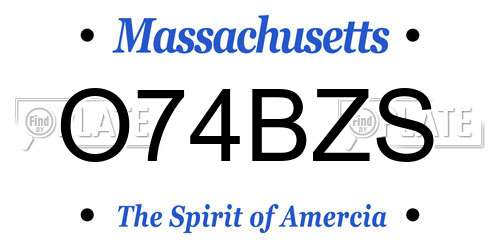 O74BZS Massachusetts License Plate