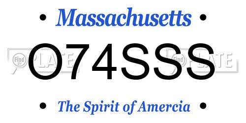 O74SSS Massachusetts License Plate