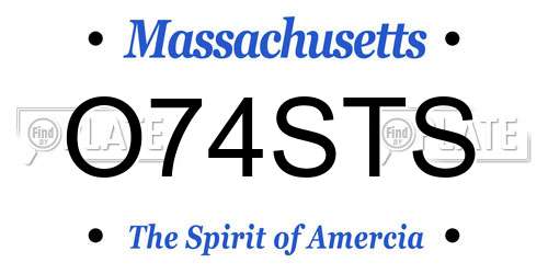 O74STS Massachusetts License Plate