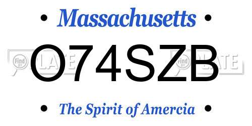 O74SZB Massachusetts License Plate