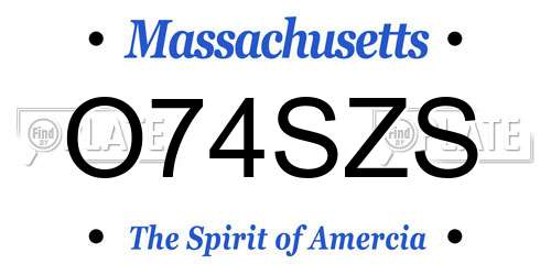 O74SZS Massachusetts License Plate