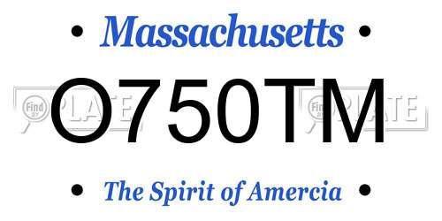 O750TM Massachusetts License Plate