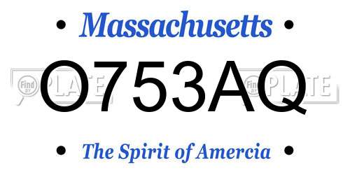 O753AQ Massachusetts License Plate