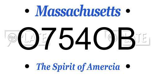 O754OB Massachusetts License Plate