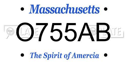 O755AB Massachusetts License Plate
