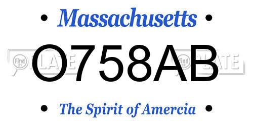 O758AB Massachusetts License Plate