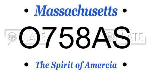 O758AS Massachusetts License Plate