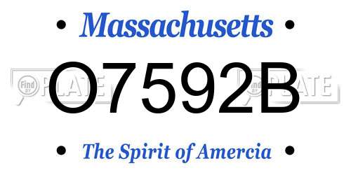 O7592B Massachusetts License Plate