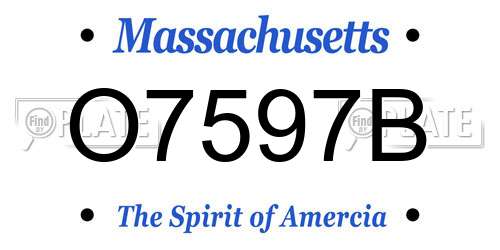 O7597B Massachusetts License Plate