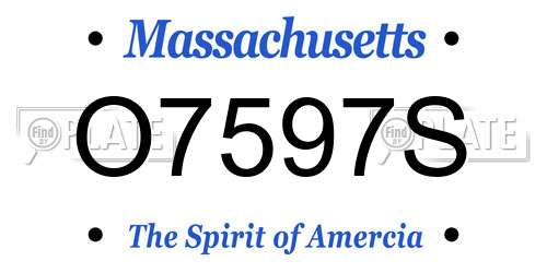 O7597S Massachusetts License Plate