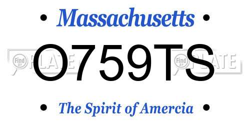 O759TS Massachusetts License Plate