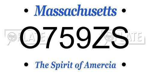 O759ZS Massachusetts License Plate