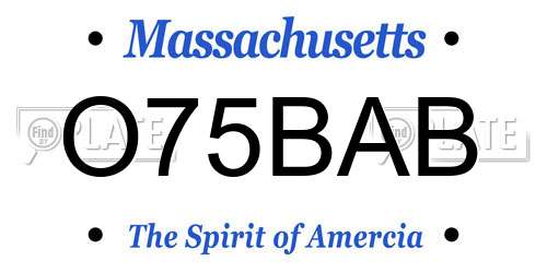 O75BAB Massachusetts License Plate
