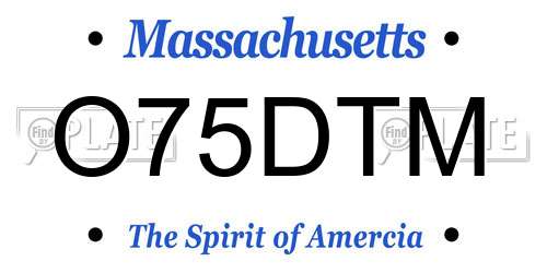 O75DTM Massachusetts License Plate