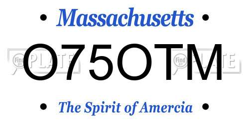 O75OTM Massachusetts License Plate