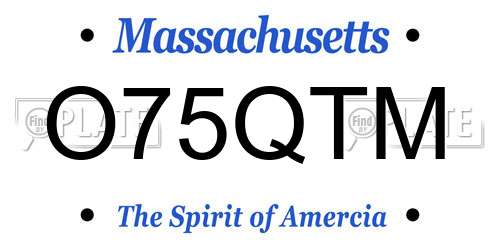 O75QTM Massachusetts License Plate