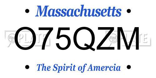 O75QZM Massachusetts License Plate