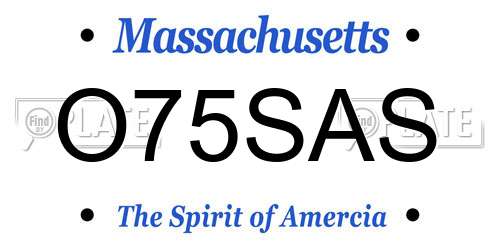 O75SAS Massachusetts License Plate