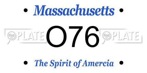 O76 Massachusetts License Plate