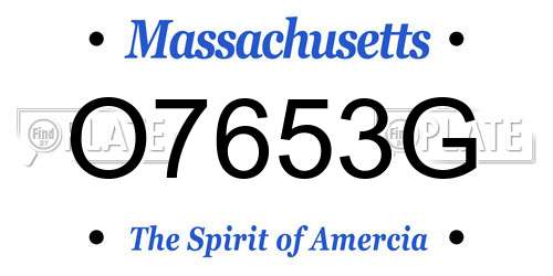 O7653G Massachusetts License Plate