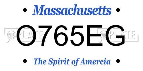 O765EG Massachusetts License Plate