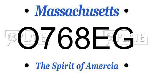 O768EG Massachusetts License Plate