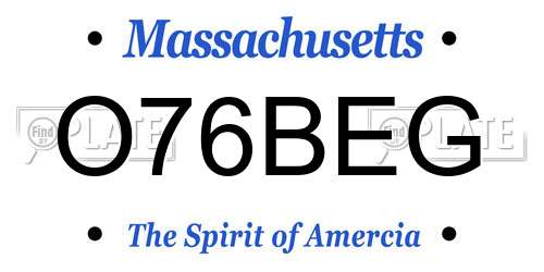 O76BEG Massachusetts License Plate